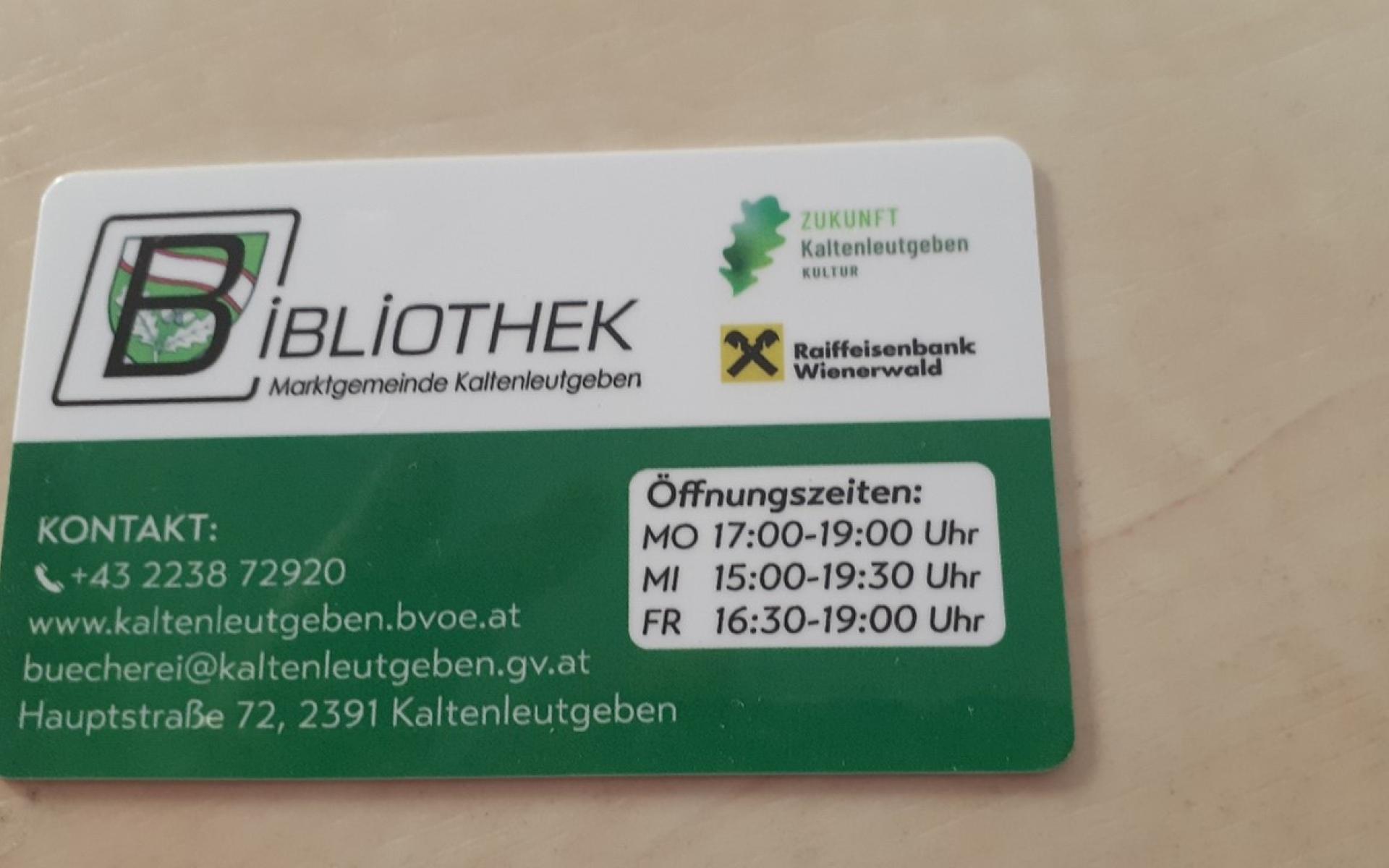 Ausweis neu - Bücherei Kaltenleutgeben